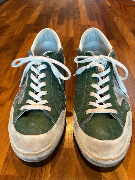 Golden Goose Other - Golden Goose Green Leather Low-Top Sneakers with White Accents
